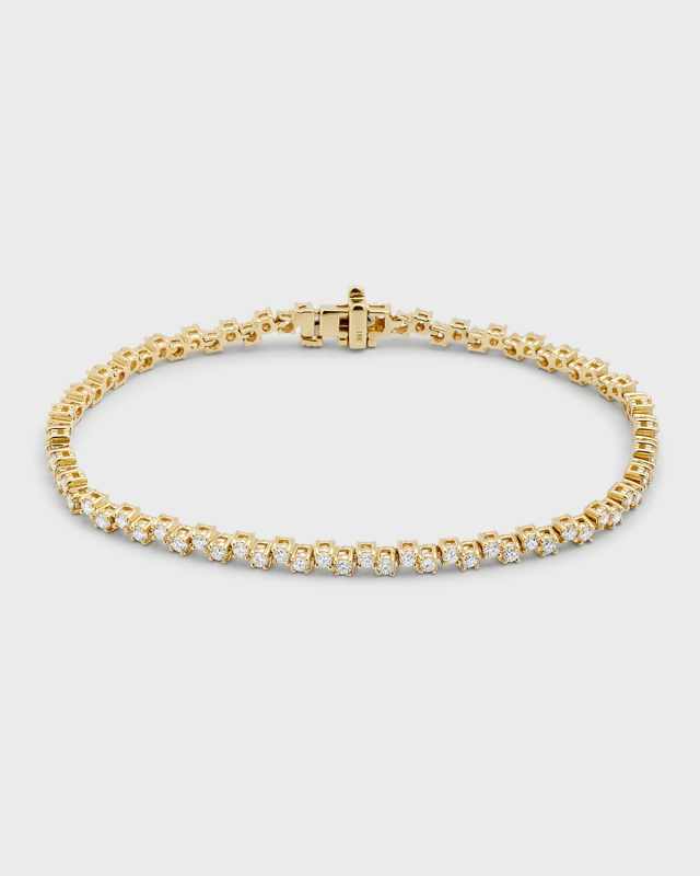 18K Yellow Gold 4-Prong Round Diamond Zigzag Bracelet, 7"/2.20tcw